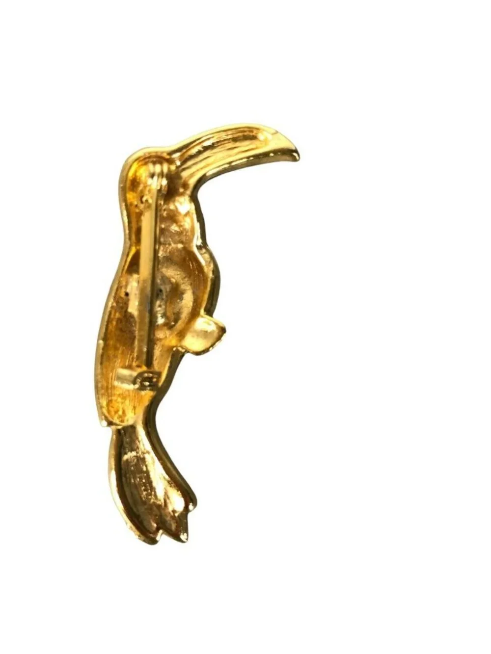 Parrot Brooch Pin Enamel Green Red Gold Color Toucan Alloy Costume Jewelry EUC